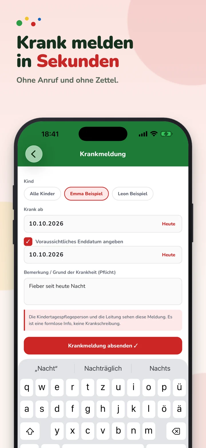 Lebenswerk-App: Krankmeldung