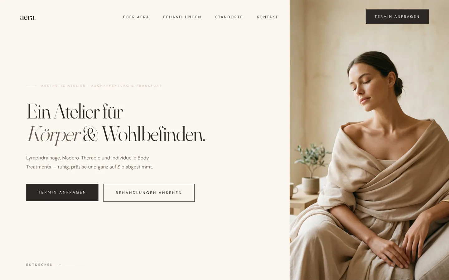 AERA Atelier — Desktop-Ansicht der Live-Website