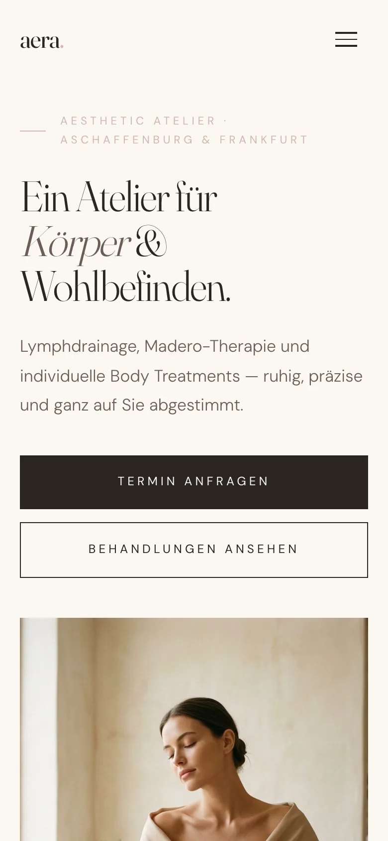 AERA Atelier mobil — Hero mit Terminanfrage